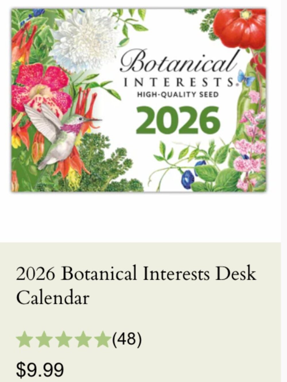 BOTANICAL INTERESTS 2026 MINI CALENDAR